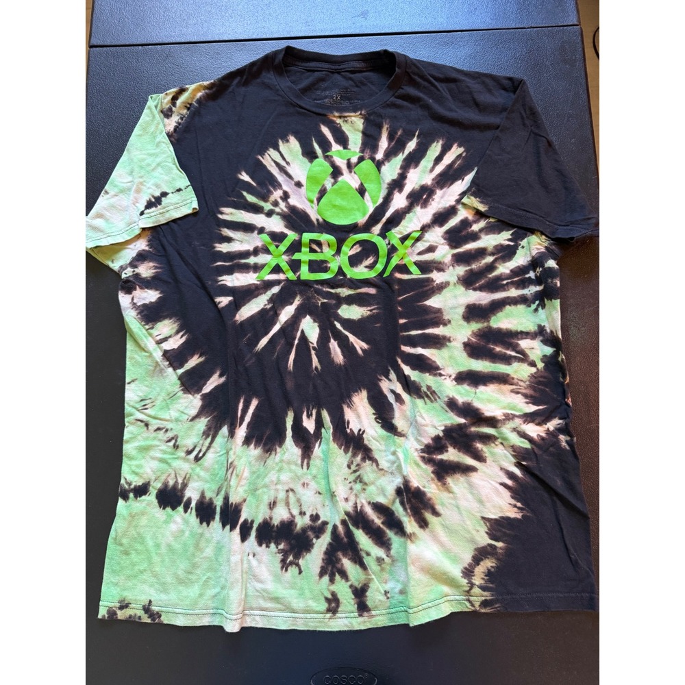 Xbox Ripple Junction Tie Dye Graphic T-Shirt Mens 2X Black Neon Green Cotton